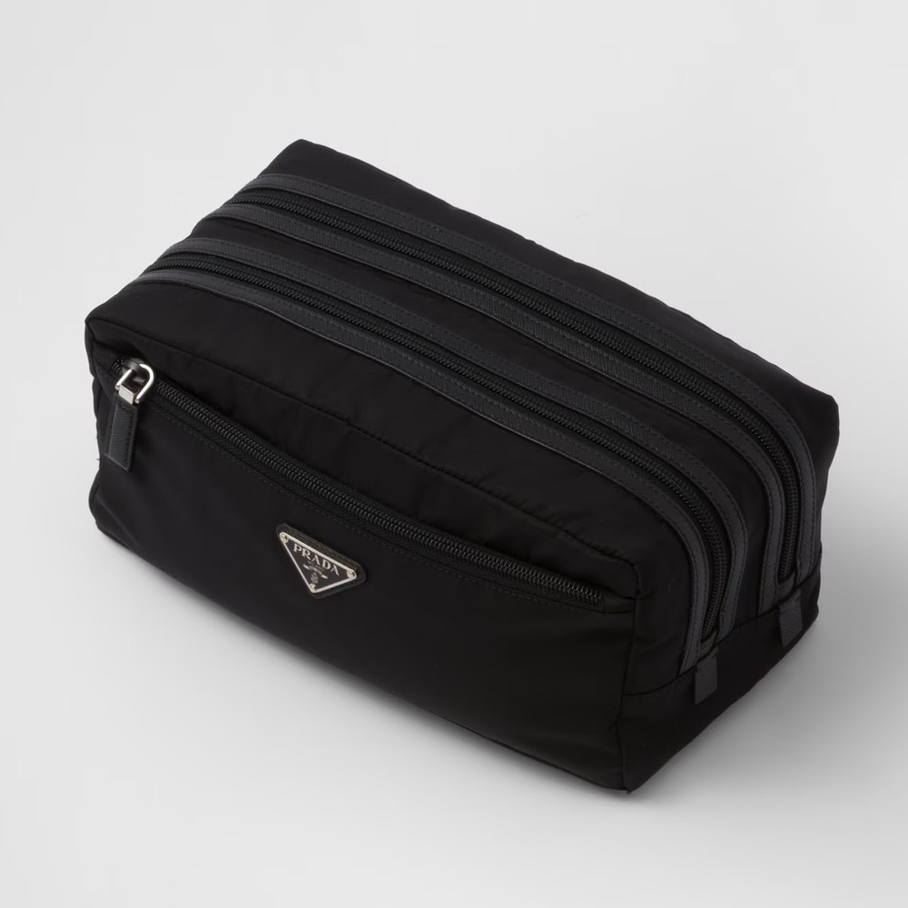 PRADA Re-Nylon and Saffiano leather travel pouch